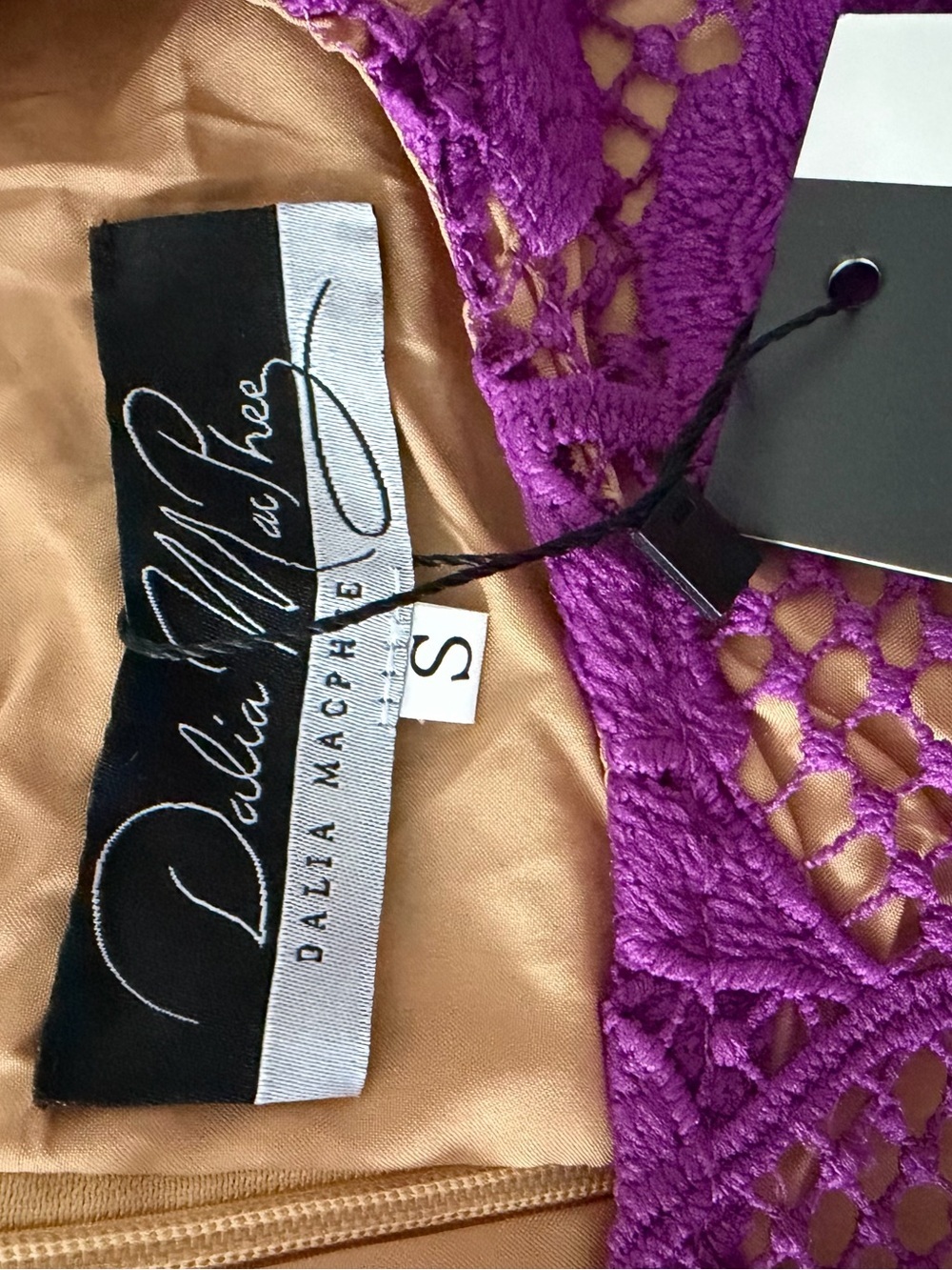 Dalia MacPhee Purple Floral Lace Midi Dress Size S - Picture 9 of 9